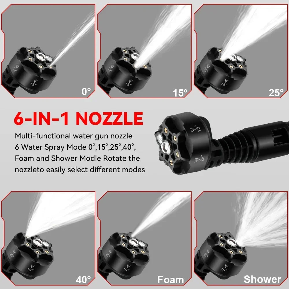 Hogedrukreiniger Accu - 200Bar - Hogedrukspuit - Draadloze 3500W - Krachtige Waspistool - met 6-in-1 Nozzle - Compatibel met 18V Accu - Zonder Accu