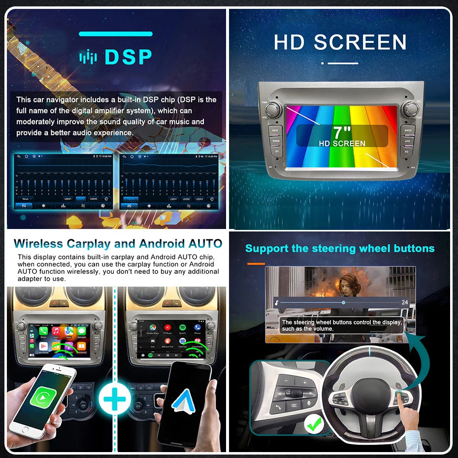 Autoradio – Auto Radio – Multimedia Speler – 2DIN Unit – Dashboard Systeem – 8 Inch Touchscreen – Draadloze CarPlay & Android 14