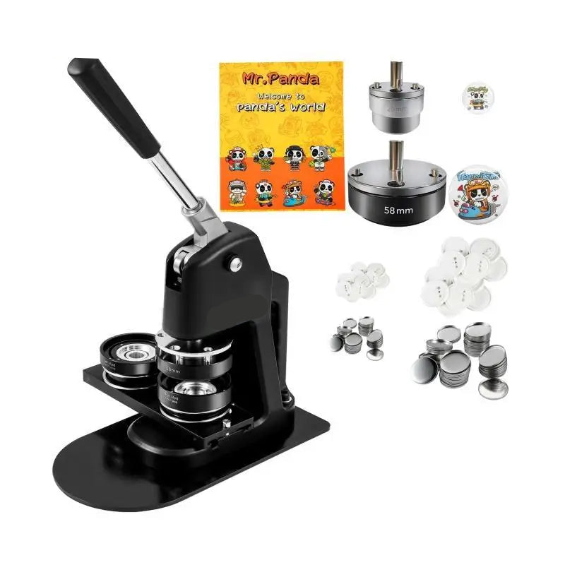 Button Maker - Buttonmachine - Pin Maker - Badge Maker Machine - 32mm & 58mm om Zelf Buttons te Maken - met 500 Gratis Onderdelen - Knopenmakermachine -Zwart