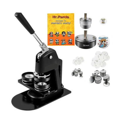 Button Maker - Buttonmachine - Pin Maker - Badge Maker Machine - 32mm & 58mm om Zelf Buttons te Maken - met 500 Gratis Onderdelen - Knopenmakermachine -Zwart