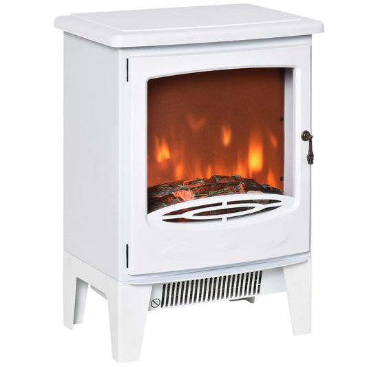 Elektrische Inbouwhaard - Fireplace - Elektrische Kachel - Efficiënte Verwarming - Fireplace Heater - 900/1800W Gesimuleerde Vlam en Thermostaat 39x26x54,8 cm - Wit - QUORE