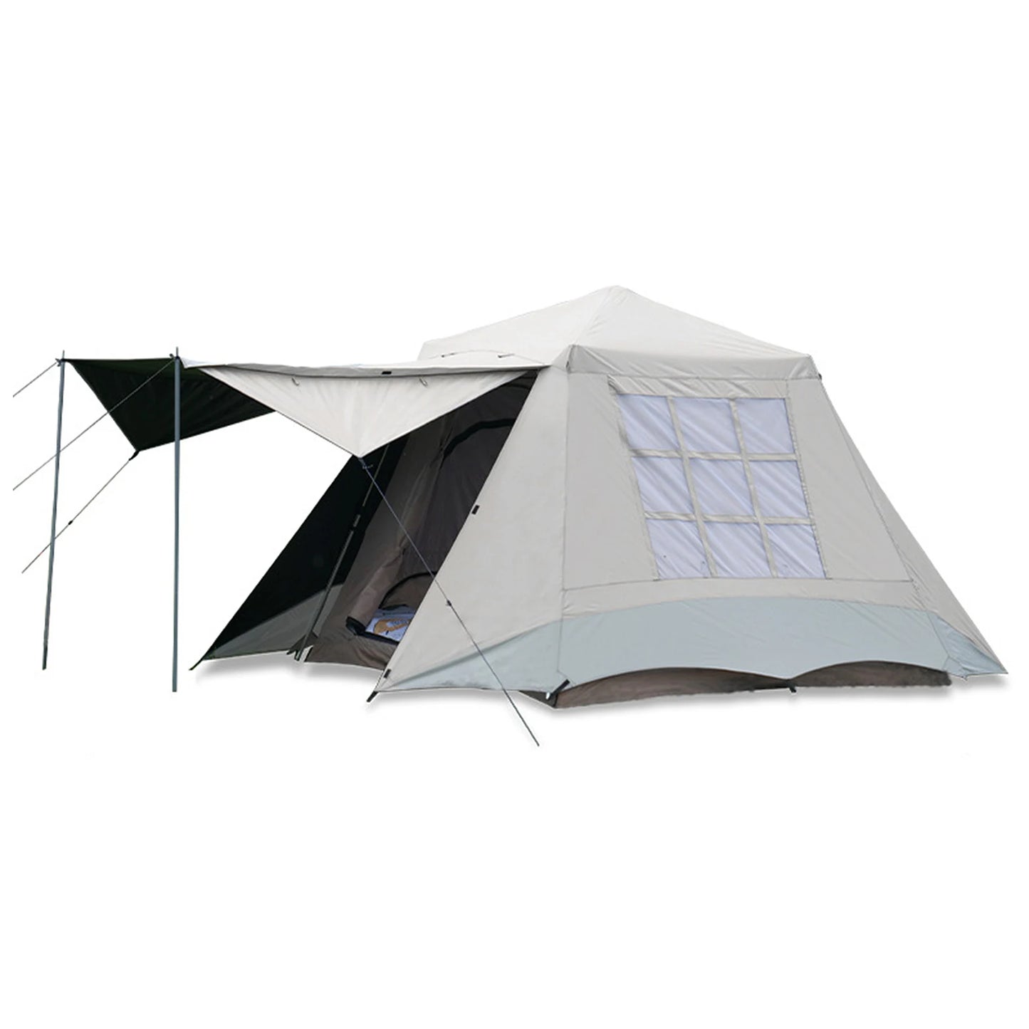 Dubbelwandige Tent – Kampeertent – Outdoor Tent – Wandel Tent – Strand Tent – Waterdicht Met Oxford Stof – Ruimte Voor 3-4 Personen - Grijs - QUORE