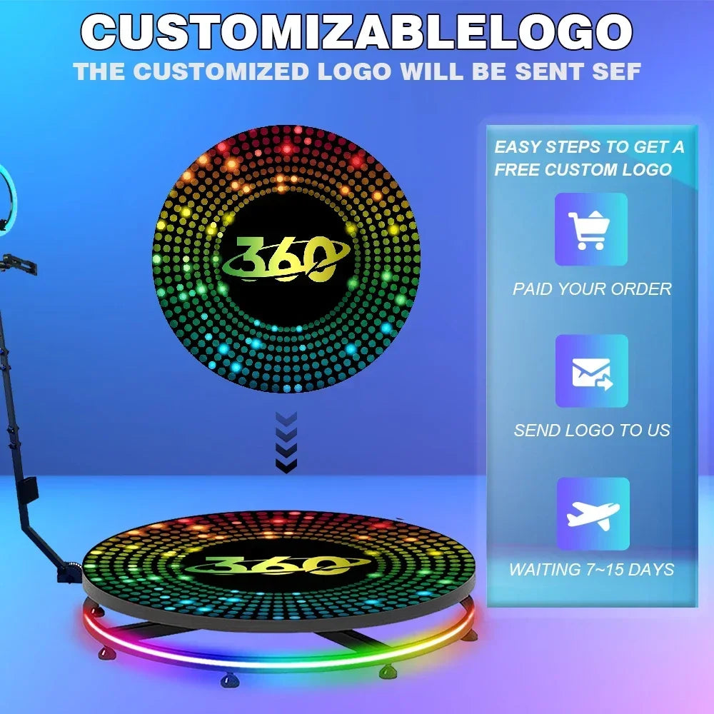 360° Fotobudek – 360 Graden Fotostudio – Roterende Fotocabine – 360 Graden Photobooth – Evenementen Fotobelevenis – Afstandsbediening & App Bediening – Professionele USB Ringlamp Met LED Strip
