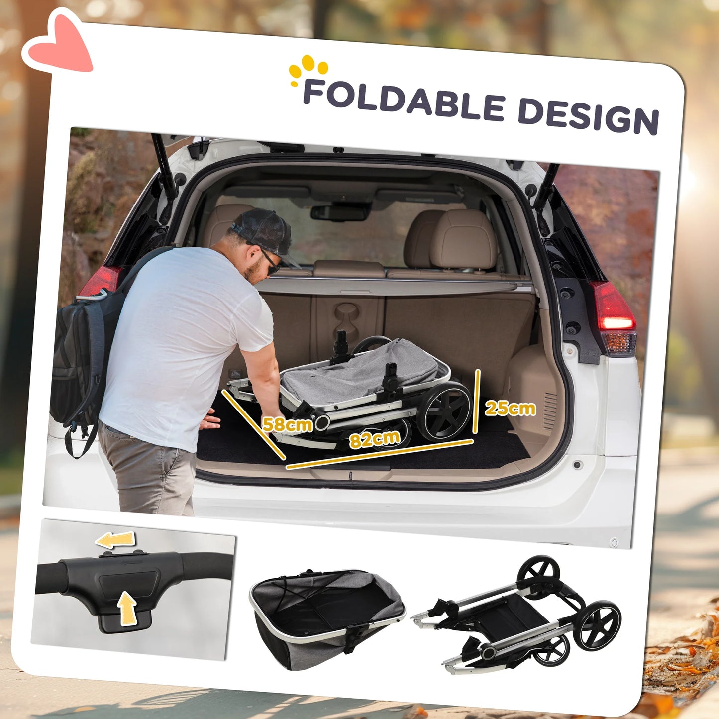 Hondenwagen – Hondenbuggy – Draagbare Bench – Wandelwagen – Lichtgewicht Metaal – 2-In-1 Functie