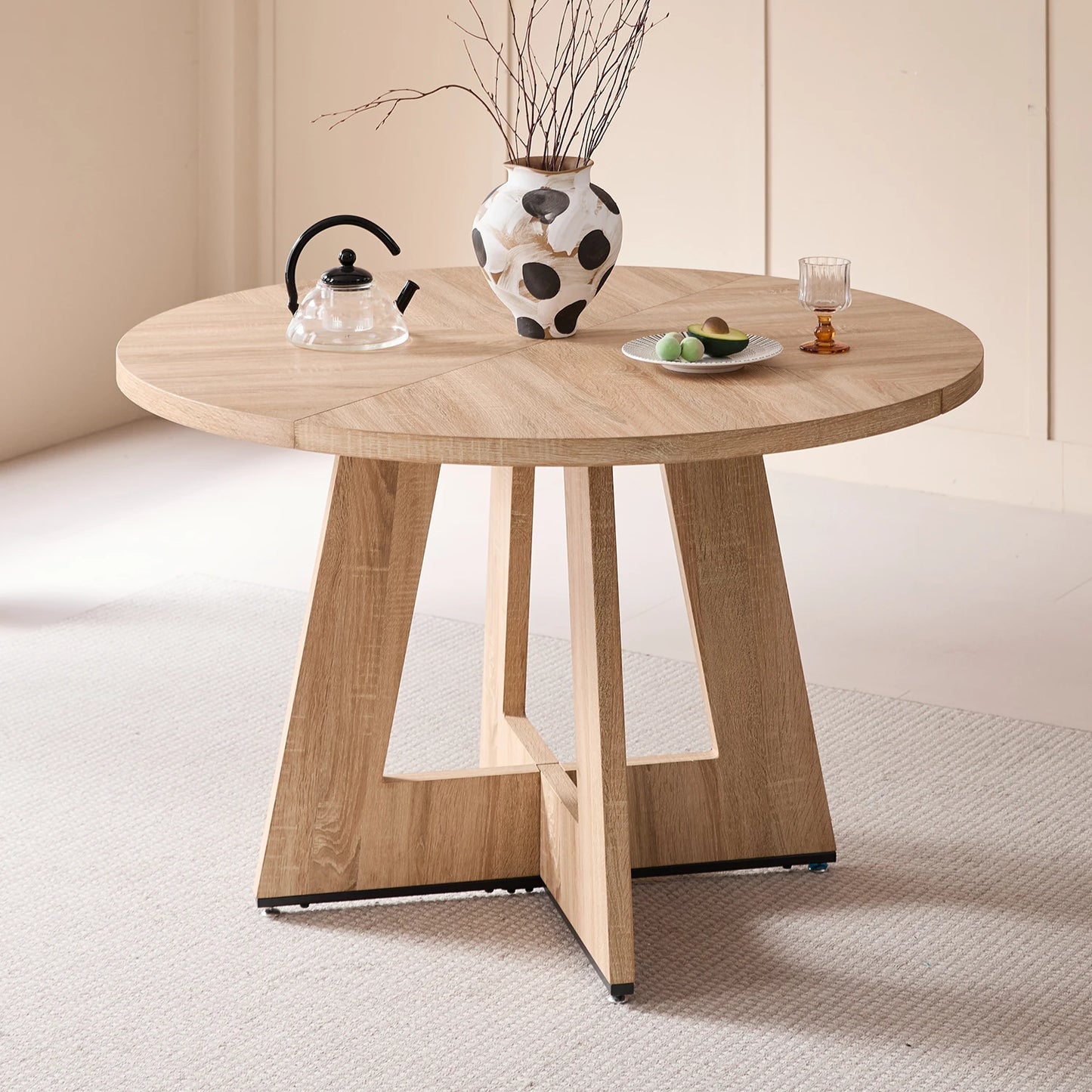 EGOONM Nordic Round Table Solid Wood Dining Table Library Center Medieval Rounded Table Balcony Living Room Home Furniture 120cm