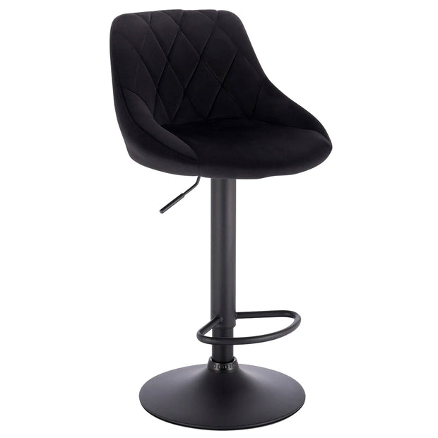 Adjustable Bar Stool - Bar Stool - Bar Stools with Backrest - Footrest - Chrome Steel - Ergonomic Design - Black Velvet