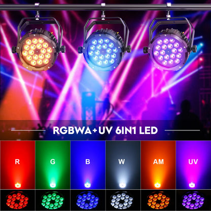 LED Stageverlichting – LED Par Lampen – DJ Verlichting – Feestverlichting – Podiumlicht – Set van 4 – 150W per Licht – Waterdicht IP65 – RGBWA+UV Kleurenmix