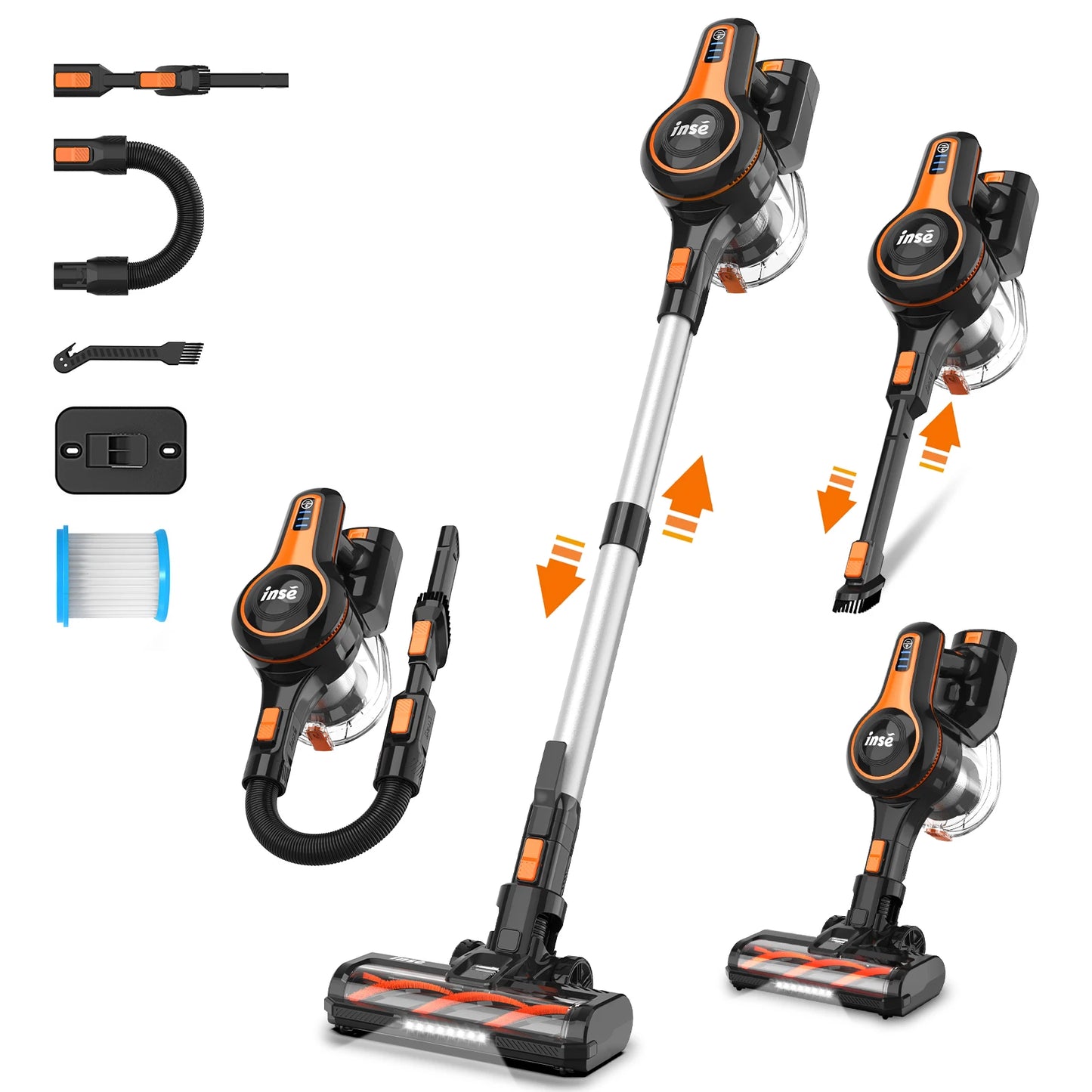 Draadloze Steelstofzuiger – Snoerloze Stofzuiger – Handstofzuiger – Steelstofzuiger Zonder Snoer – 80 Min Gebruiksduur – 48.000 Pa Zuigkracht - QUORE