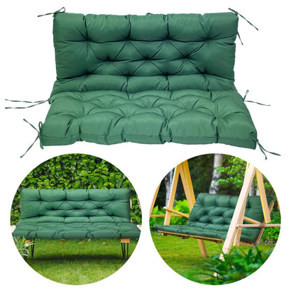 Tuin Bank - Tuinbank Hout - Tuinbanken - Garden Furniture - Waterdicht Tuinbankkussen met Rugleuning (150x100 cm) - Donkergroen