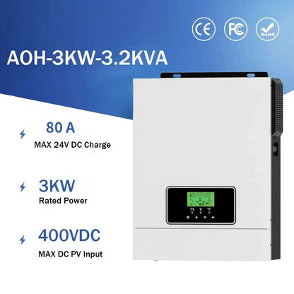 Solar Omvormer – Zonne-omzetter – Zonnestroom Converter – Zonne-energie Adapter – 3000W Vermogen – Pure Sinusgolf – Hoog Rendement