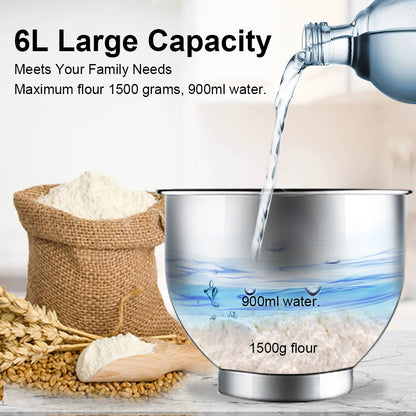 Keukenmixer - Keukenmachine - Foodprocessor - Keukenrobot - LED Display - 6 Snelheden - 1200W - Stil DC-Motor - Elektrische Foodmixer - Zilver
