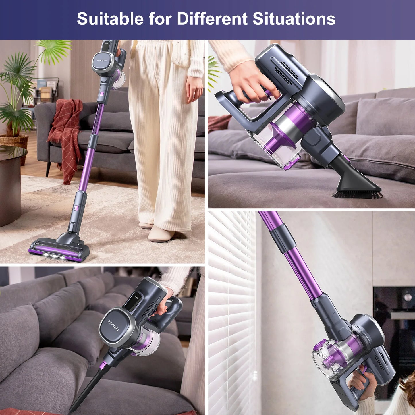 Steelstofzuiger - Draadloze - Vacuum Cleaner - Stofzuiger - LED Display - HEPA Filter - 6-in-1 – 25KPa - 235W - Voor Tapijt - Harde Vloeren - Huisdieren - QUORE