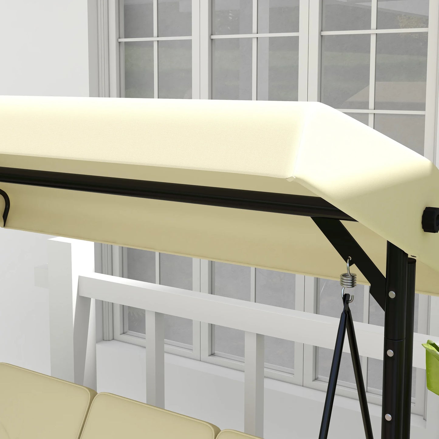 2-In-1 Tuin Schommel – 3-Zits Schommelbank – Loungestoel – Dagbed – Verstelbare Canopy – Robuust Stalen Frame – Weerbestendig Polyester