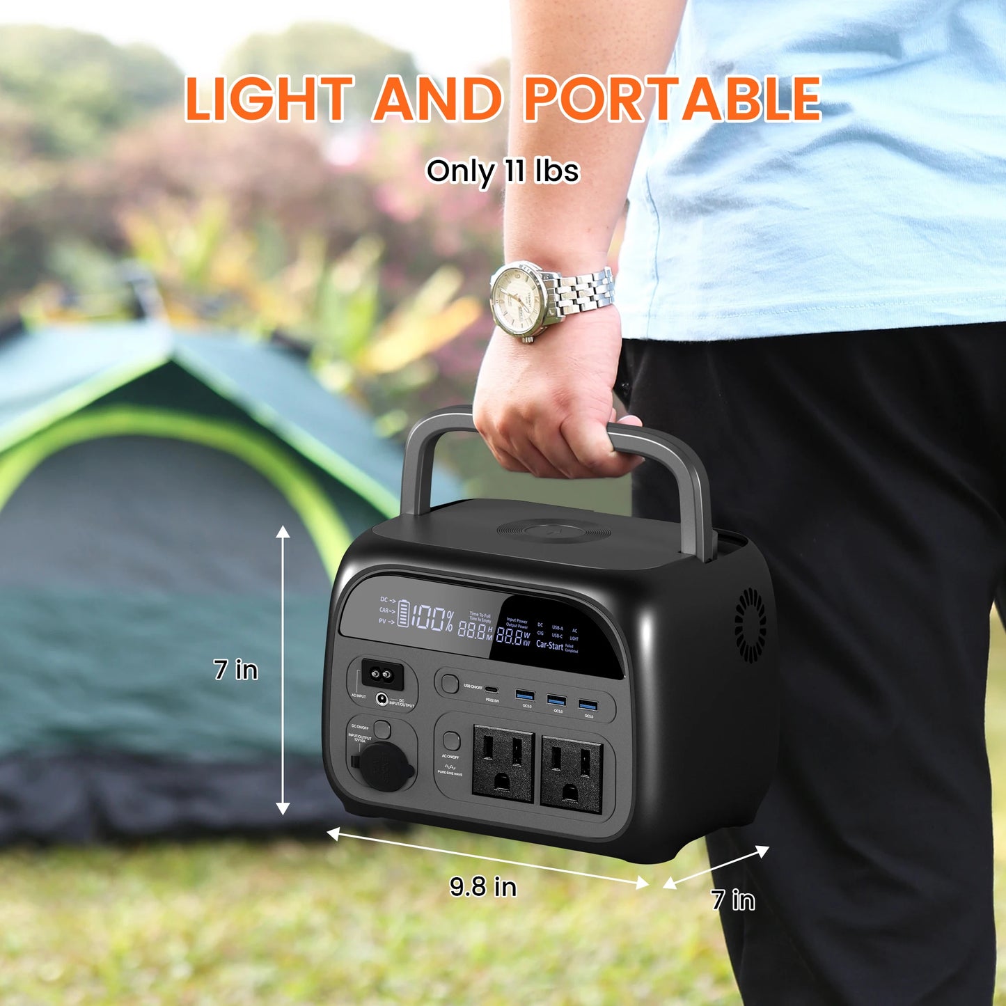 Draagbare Powerstation – Powerbank – Externe Batterij – Back-up Generator – Camping Accu – 500W Hoog Vermogen – 108.000mAh LiFePO4 Batterij - QUORE