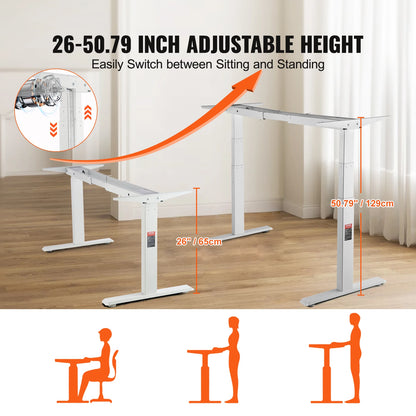 Elektrisch Zit-Sta Bureauframe - Verstelbaar Bureau Onderstel - Staand Bureauframe - Bureauonderstel - Hoogte Verstelbaar - 64-129cm - met Geheugenfunctie - voor Buro - Bureau Poten - Bureautafel - Burotafel - QUORE