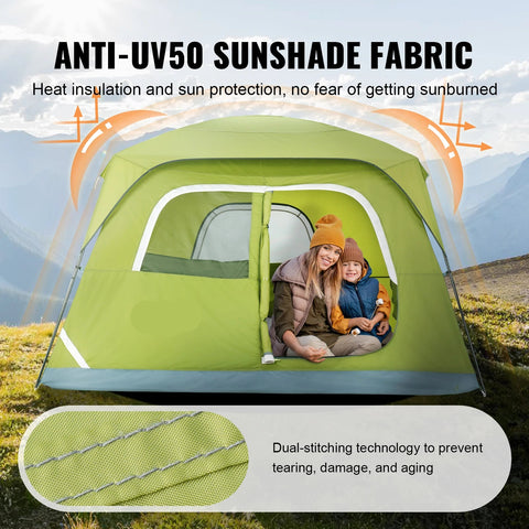 Kampeertent - Tent - Kampeertent 6 Personen - Waterdicht - Buitentent - UV -Bescherming - 7x7x4ft - Snelle Opzet - Inclusief Draagtas