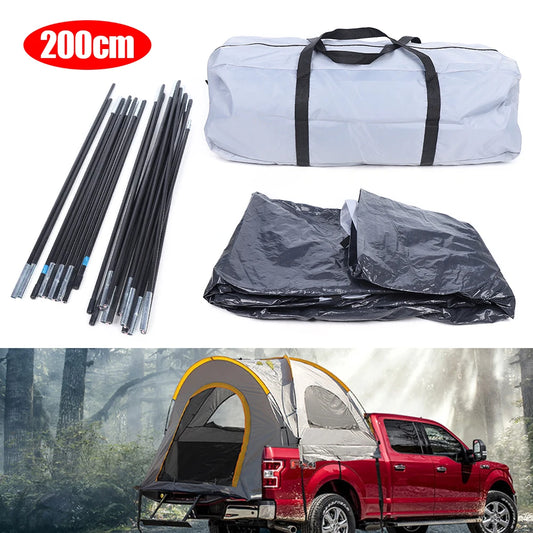 Tent - Camping Tent - Field Camping - Pickup Truck Tent - Camping Tailgate Awning - Sun Protection Car Tent - 210D Oxford Fabric - Waterproof - 200cm - Silver