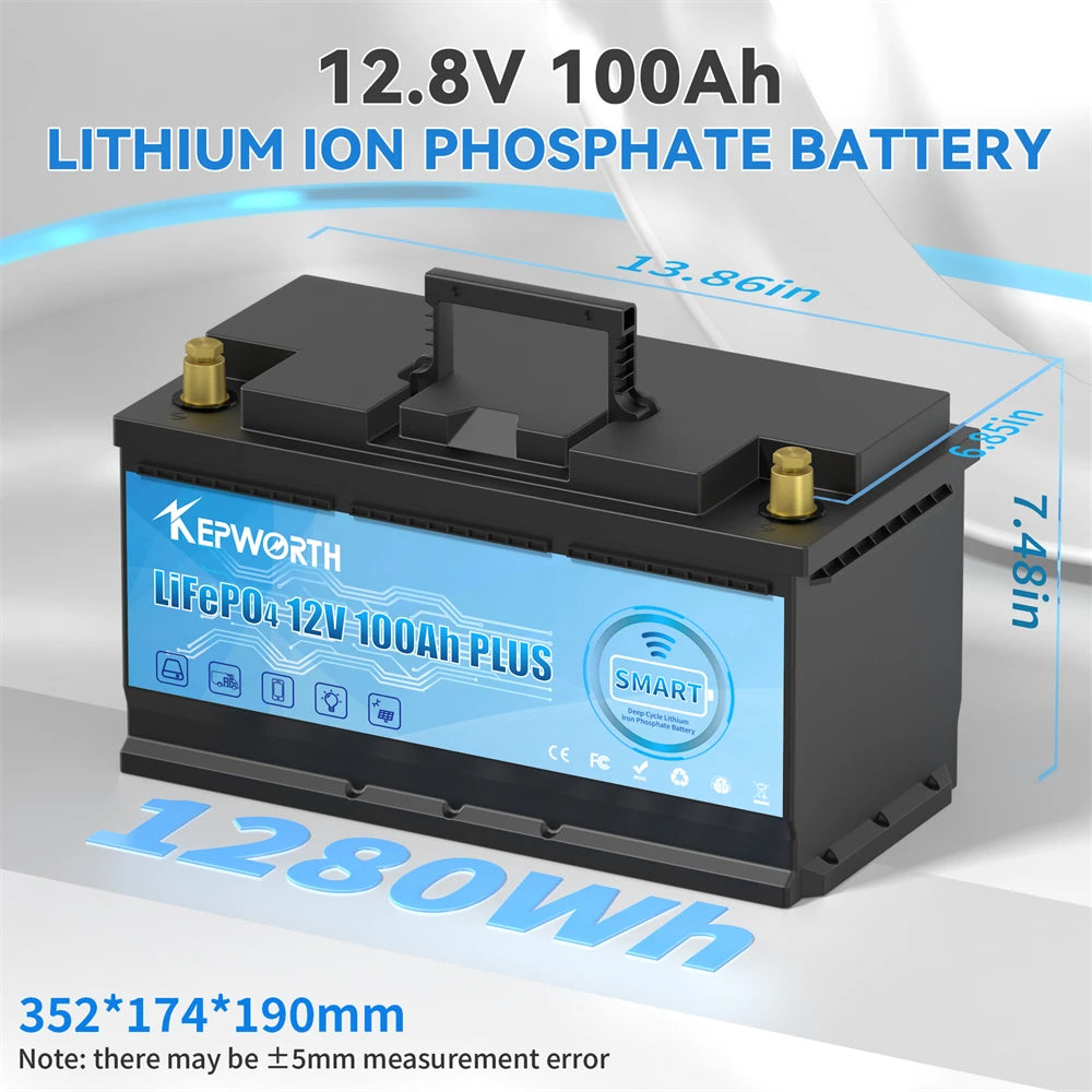 12V 100Ah LiFePO4 Accu – Lithium Accu – Caravan Accu – Boot Accu – Golfkar Accu – Bluetooth BMS – Lichtgewicht & Lange Levensduur - QUORE