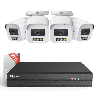Camstro 8CH 4K Security Camera System 8MP Wired PoE Outdoor Cameras Home Security NVR Recorder for 24/7 Recording