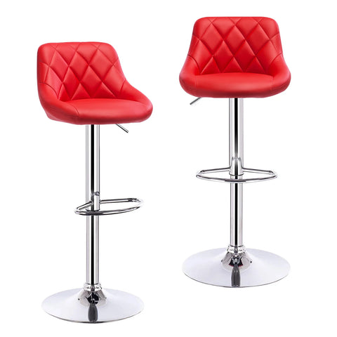 Adjustable Bar Stool - Chair - Bar Stool - Backrest - Set of 2 - Bar Stools with Backrest - Leather - Velvet Seat - Adjustable with Footrest - Dark Gray Velvet