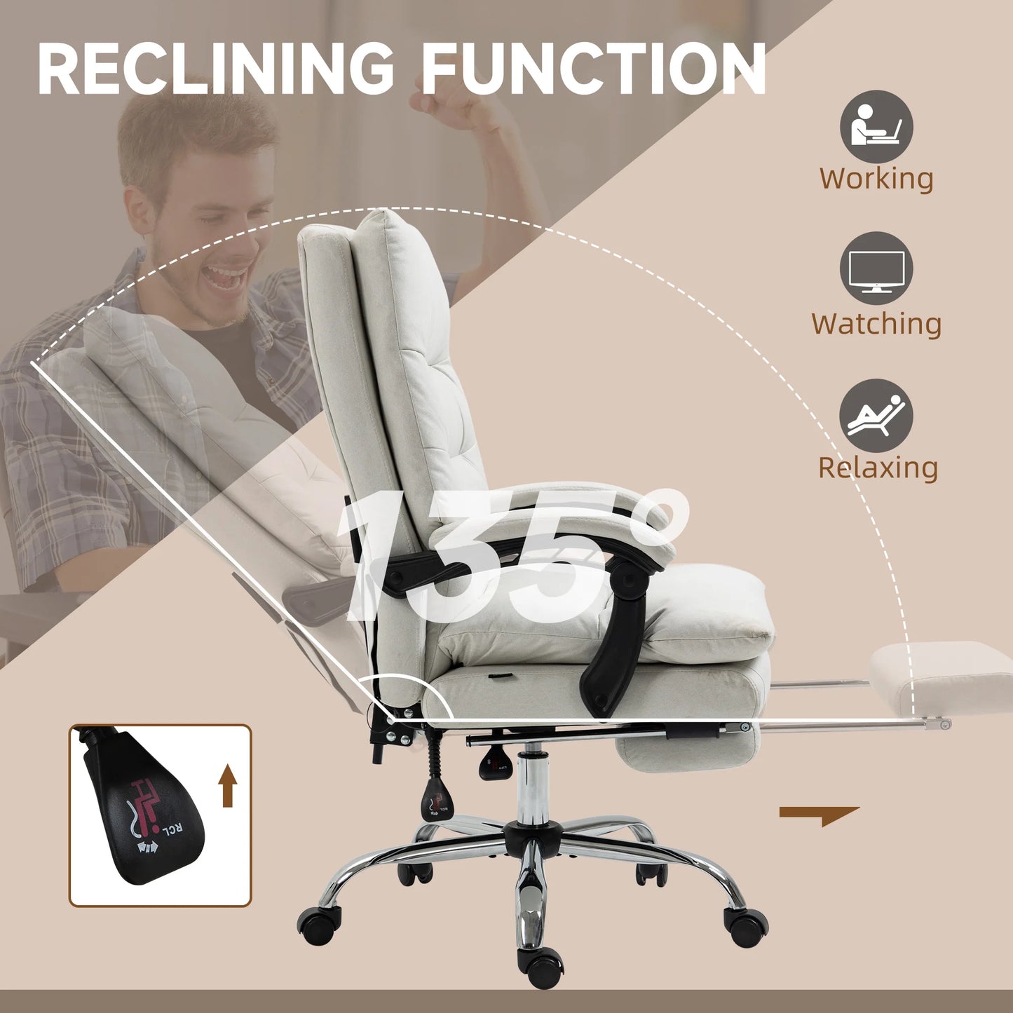 Ergonomische Bureaustoel – Massagestoel – Werkstoel – Gamingstoel – Thuiswerkstoel – 6 Massagepunten – Verstelbare Rugleuning - QUORE