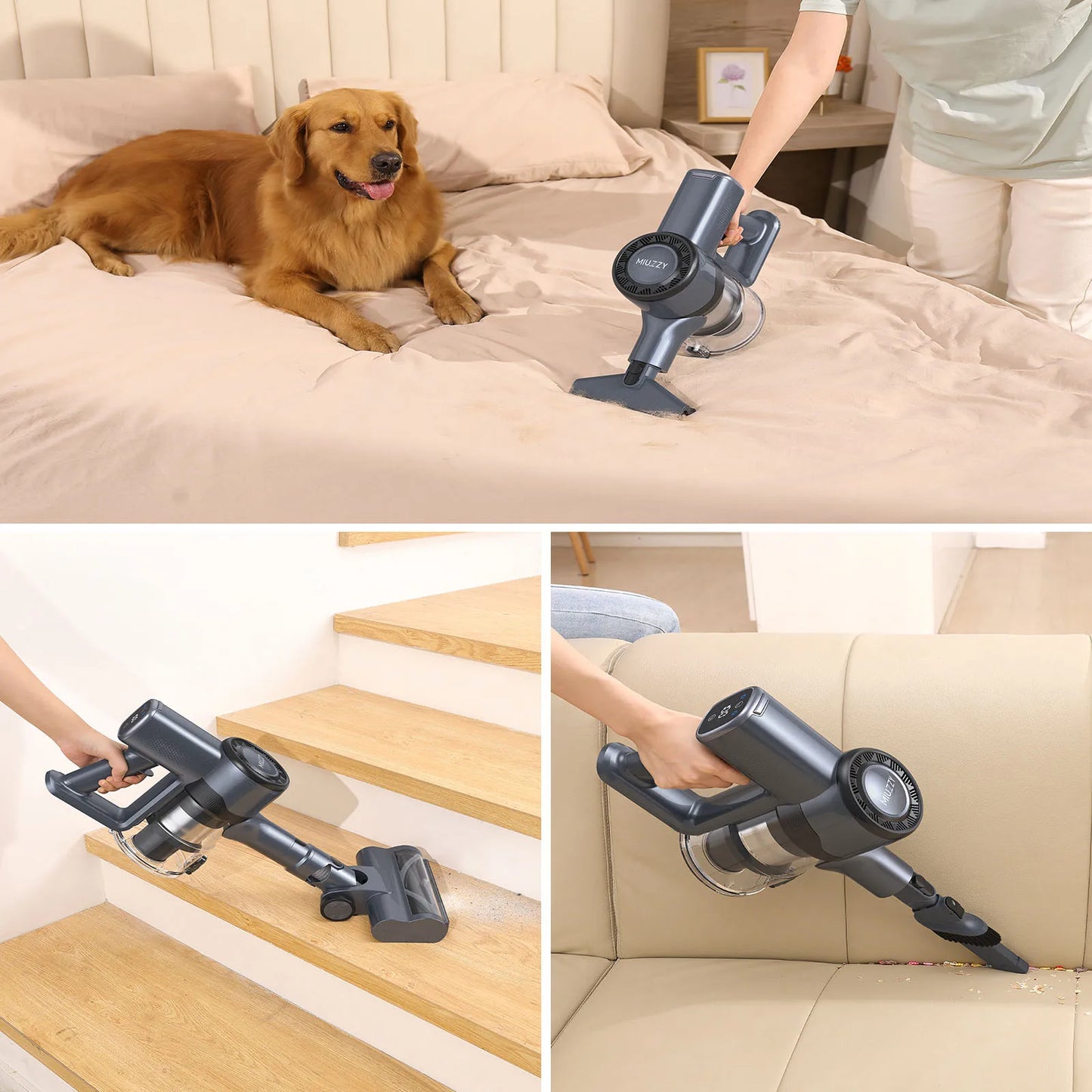 Steelstofzuiger - Draadloze - Vacuum Cleaner - Stofzuiger - LED Display - HEPA Filter – 30KPa - 260W - Anti-klit Vloerborstel - Voor Tapijt - Harde Vloeren - Huisdieren - Groen
