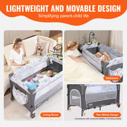 Babybedje - Baby Bassinet - Opvouwbaar Baby Bassinet - Babybed - Draagbaar Bassinet voor Baby - Gemakkelijk Opvouwbaar - Dubbellaags - Met Opbergmandje en Wielen