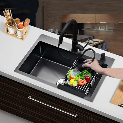 small kitchen sink above counter or udermount vegetable washing basin sink kitchen black stainless steel seamless welding pia