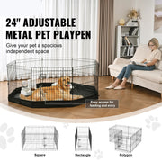 Dog Run - Dog Playpen - Puppy Run - Dog Crate - Foldable - Metal Dog Run - with Floor Cushion Cover - Puppy Outdoor Camping Yard Kennel - with Lid and Bumper Pad