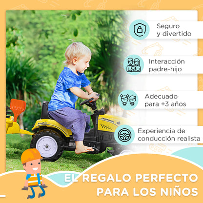 Homcom Pedal Tractor for Children 3 Years Old with Trailer Pedal Car Riding Toy Load 35 kg 133X42X51 cm Yellow