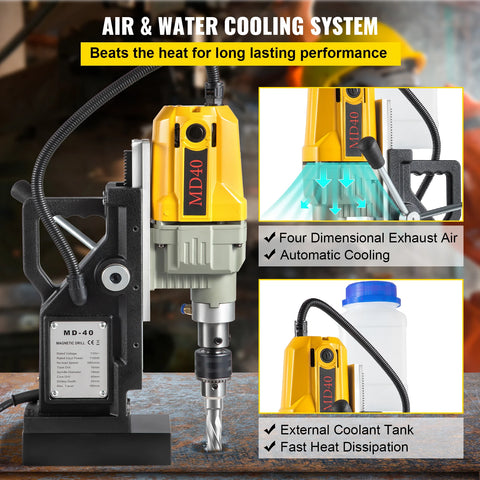 Drill Machine - Magnetic Core Drill Machine - Magnetic Drill Machine - Electric Magnetic Drill Machine - 1100W 1.57” Bore Diameter, 2697lbf/12000N Portable Electric - with 12 Bits, 580RPM Max Speed