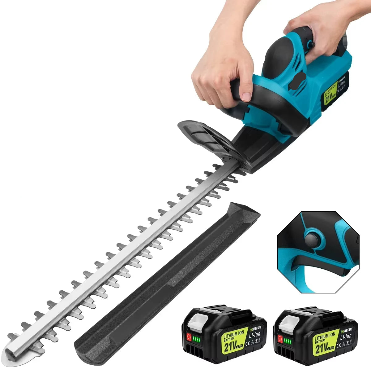 Heggenschaar Accu - Snoeischaar - Grasschaar - 20000RPM - 2000W - Brushless - Elektrische - Snoerloze Snoeischaar voor Struiken – Geschikt voor 18V Accu – Inclusief 2x Accu - QUORE