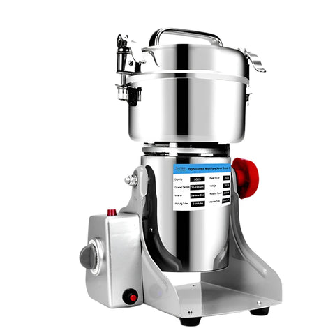 Elektrische kruidenmolen - 3000W - 800G - Elektrische graanmolen - Grinder - Kruidenmolen - Kruidenmolen - Koffiezetapparaat - Graankruidenmolen - Tarwemenger - Droge voedselmolen - Roestvrij staal -Zilver