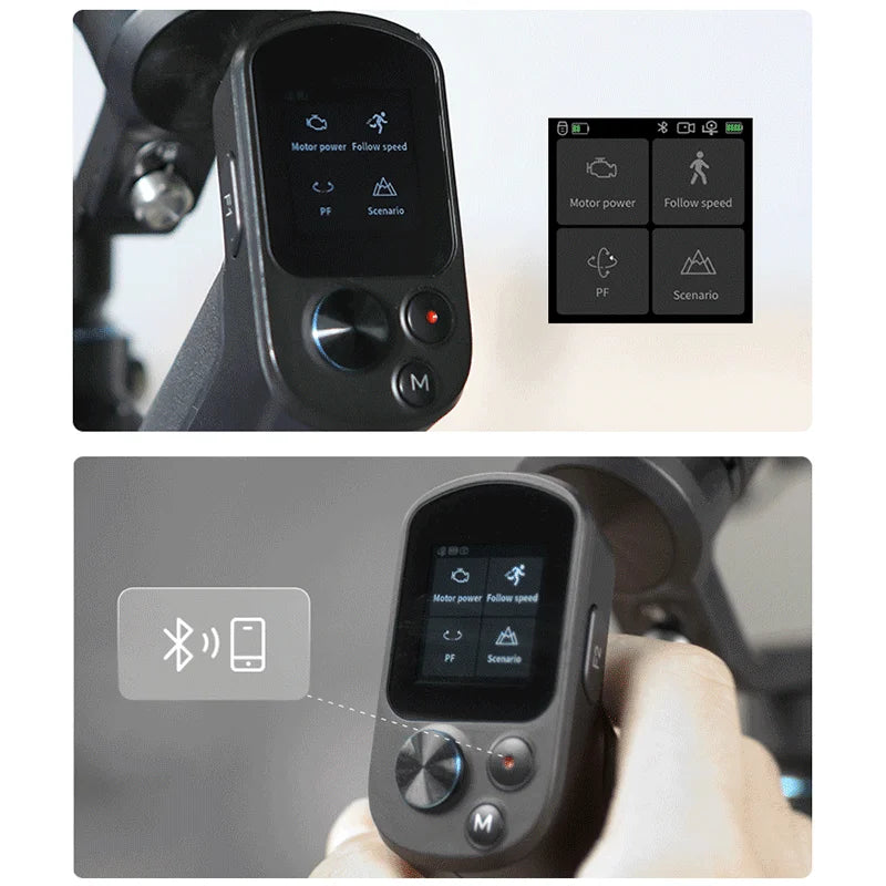 Gimbal Smartphone - Stabilizer for Smartphone &amp; Camera - Gimbal for Smartphone &amp; Camera - 3-Axis - All-in-one - Handheld mirrorless - with AI tracker Magnetic Fill - Tilt angle +170°~-45° - 360° - Black