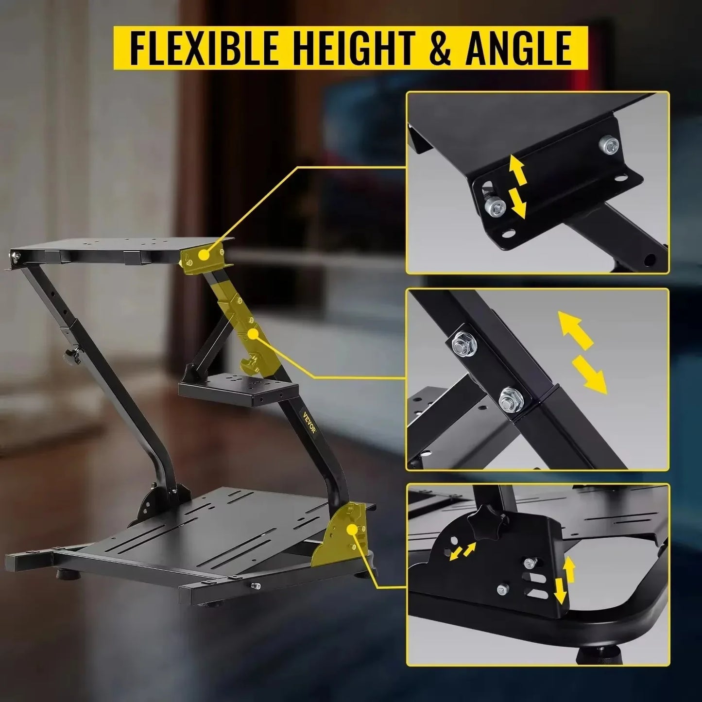 Race Stuurwiel met Standaard - Sim Racing Wheel Stand Compatibel met Thrustmaster T500RS, T248, 128, Fanatec en CSR Pedalen - Stuurwiel voor PS4 - Geschikt voor Logitech G29, G27 en G25