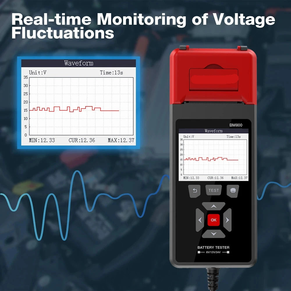 Professionele Auto Accutester – Batterijtester – Accu Analyzer – Laadsysteem Tester – Startvermogen Checker – Direct Printen – Kleurenscherm