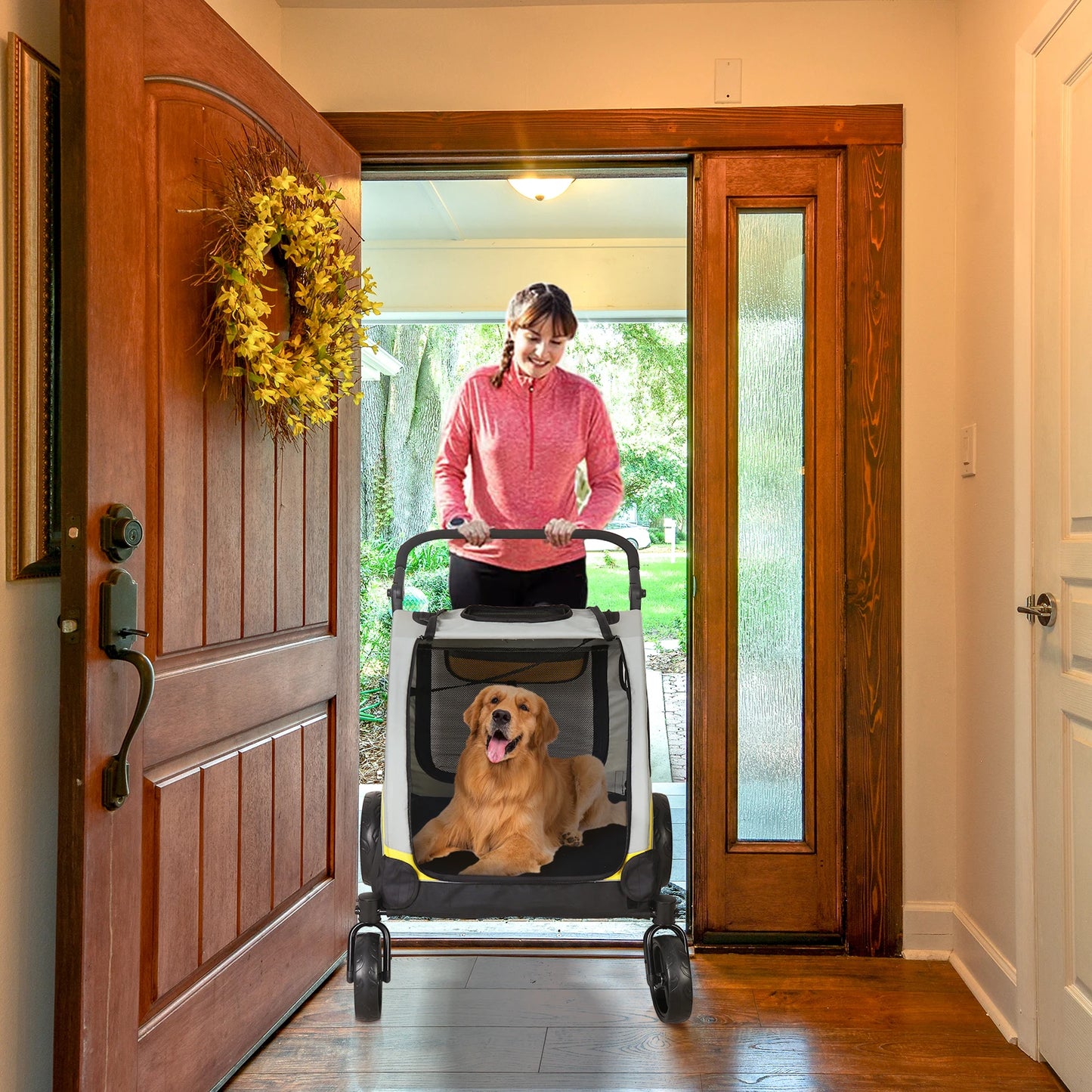 Dierenwagen – Huisdierbuggy – Hondenwagen – Kattenbuggy – Ruim Comfortabel Interieur – Veilig Stabiel Frame