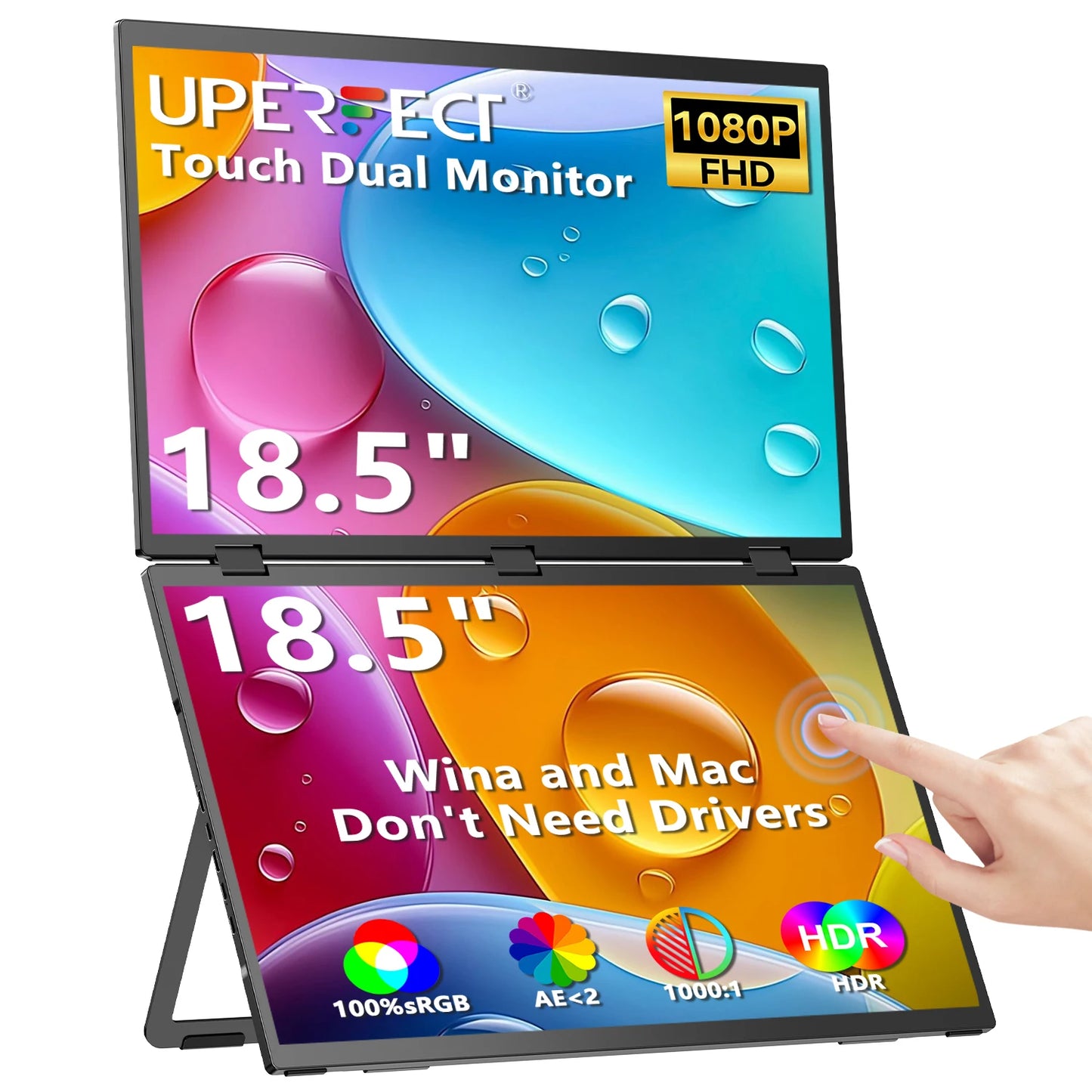 Laptop Scherm – Laptopscherm Uitbreider – Draagbaar Scherm – Extern Beeldscherm – Touchscreen Monitor – 18,5 Inch – 100Hz Verversingssnelheid