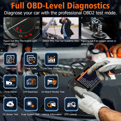 OBD2 Diagnosescanner – Auto Scanner – Foutcode Lezer – Motor Tester – ABS Scanner – 3,5 Inch Kleurenscherm – Live Data Weergave