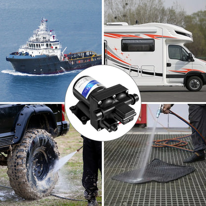 Waterpomp - Tuinpomp - Pomp - Zelfaanzuigende pomp - 12V - 3GPM - met Drukschakelaar en Afneembaar Filter voor Camper, Boot, Tuin of RV - Elektrische - QUORE