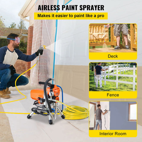 Vevor - Electric Paint Sprayer - Paint Sprayer - Airless Wall Paint Spray Gun - Adjustable Spray Pressure - High Pressure Sprayer - 3000psi - 2200W - Orange