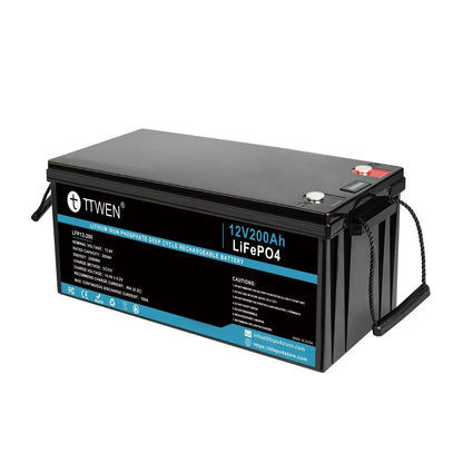 LANPWR 12V 200Ah With Screen LiFePO4 Battery Built-in 100A BMS 2560Wh Energy Max 1280W Load Power Solar Energy Storage