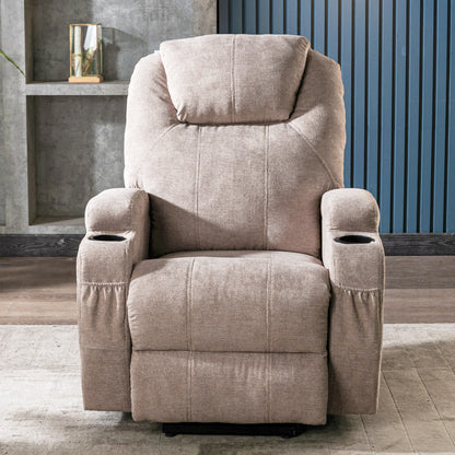 Elektrische Massagestoel – Relaxfauteuil – Massagezetel – Zitstoel – Verstelbare Rugleuning – Instelbare Warmte – Bekerhouders - Grijs