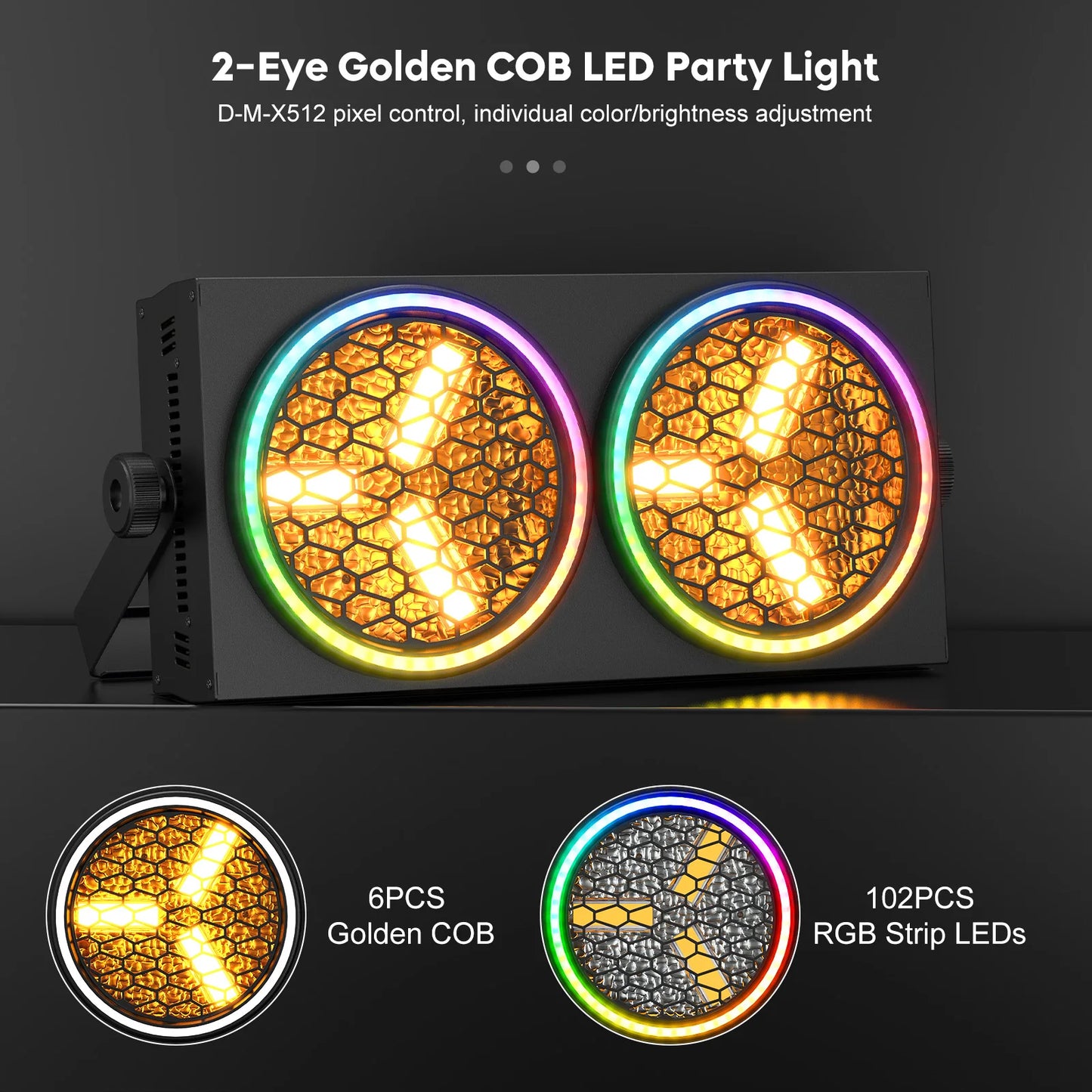 200W LED COB Audience Light – Led Podiumverlichting – DJ Licht – Stage Blinder – RGB Effect Licht – Set Van 2 Met EU Plug – 30+ Dynamische Programma’s – Professionele DMX512 Controle
