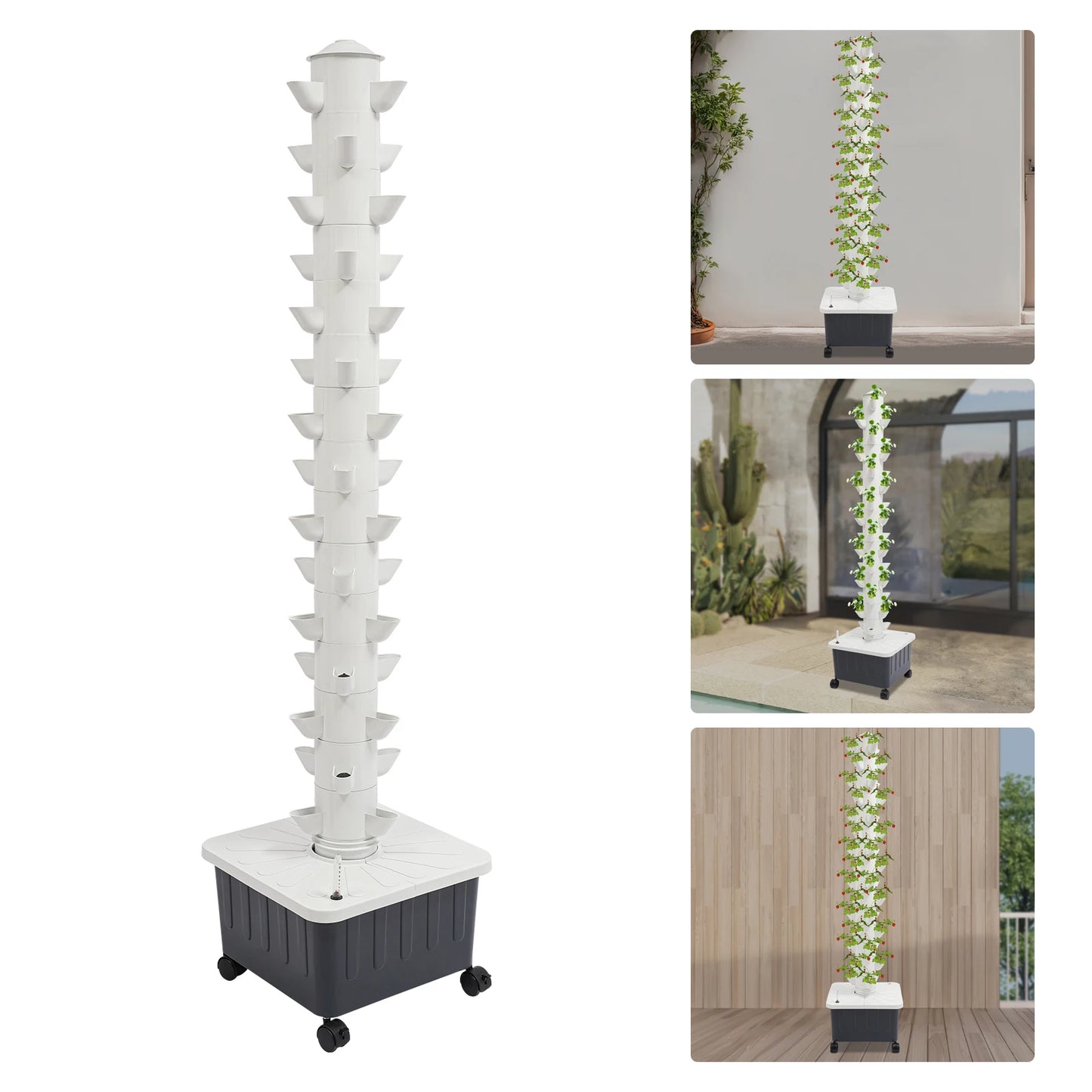 Hydroponische Kweektoren – Verticale Moestuin – Kruidentoren – Plantenrek – Kweekkast – 15 Laags Met 45 Plantplaatsen – Duurzaam PP-Materiaal – Automatisch Watersysteem - QUORE