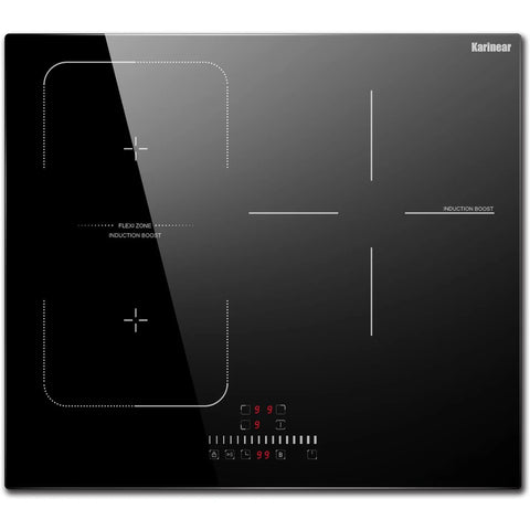 Inductie kookplaat - Induction Hob - Induction Cook Top - Inductie Fornuis - Elektrische Brander - 3-pits met Flexzone - Touch Control - Timer - Boost - Veiligheidsslot - 6800W - Zwart