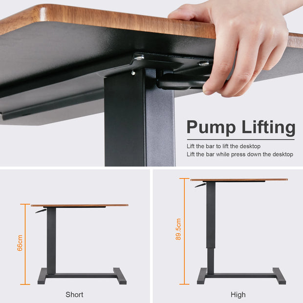 Laptoptafel - Bedtafel - Verstelbare bijzettafel - 360° rotatie - Banktafel - Houten laptoptafel - 80x40x89,5cm - Verstelbare hoogte van 66cm tot 99,5cm - Bruin