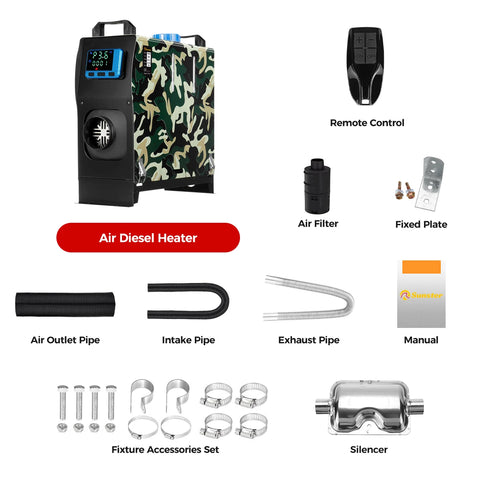 Sunster Draagbare Diesel Luchtverwarmer- Alles in één - Parkeerverwarming- 8KW 12V- met LCD Monitor- (Auto en Vrachtwagenverwarming)