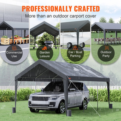 Garagetent - Partytent - Carport Tent - Tent - 10x20ft - Waterdichte - met Versterkt Stalen Frame - UV-bestendige - Auto Overkapping - PE Doek - Palen + 4 Zandzakken - Garage Tent - voor Buiten - Grijs