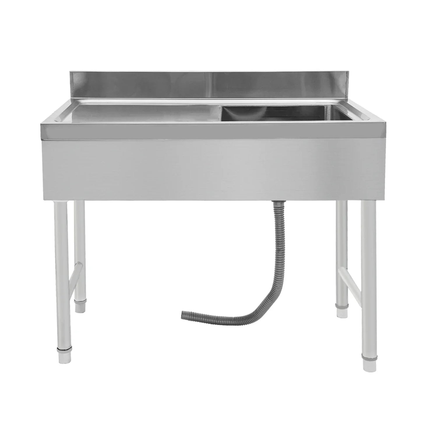 Verstelbare Spoelbak Keuken – Vrijstaande Spoelbak – RVS Spoelbak – Enkele Kom Spoelbak – Keukenzwem – Roestvrij Staal – Verstelbare Poten – Antislipvoetjes – 100x50x80 cm